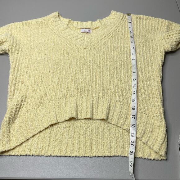 So Pullover Sweater Cable Knit Hi-Low Cropped Long Sleeve Butter Yellow Junior M - Picture 9 of 10